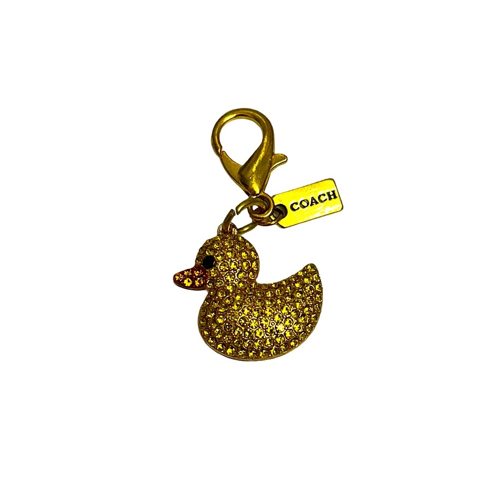 COACH Gold Crystal Duck Charm Keychain